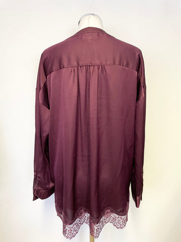 NOT YOUR DAUGHTERS JEANS BURGUNDY SATIN BLOUSE SIZE S