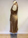 PHASE EIGHT ANTIQUE GOLD WRAP DRESS SIZE 16
