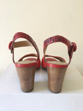 BRAND NEW GEOX RESPIRA RED SUEDE & LEATHER SNAKESKIN ANKLE STRAP SANDALS SIZE 7/40