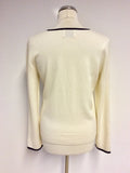 ANTONI & ALISON CREAM & BLACK TRIM CASHMERE JUMPER SIZE 14/L