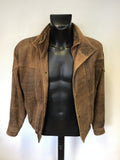 QUALITY BROWN ANTIQUE LOOK ZIP UP LEATHER JACKET SIZE L