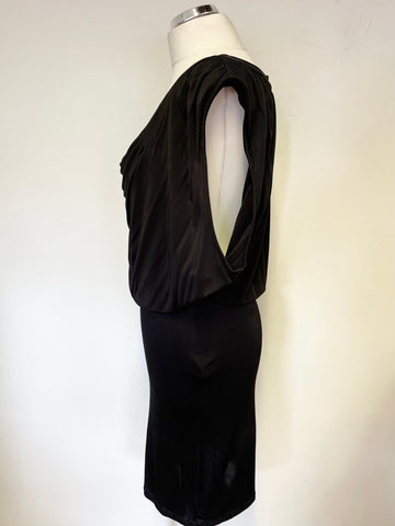 TWENTY8TWELVE BLACK COWL NECKLINE BLOUSON TOP STRETCH PENCIL DRESS SIZE XL