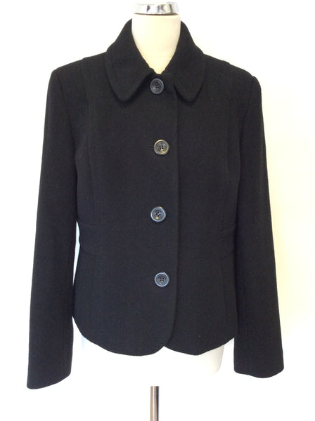 MARKS & SPENCER BLACK WOOL BLEND JACKET SIZE 16