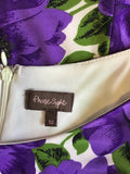 PHASE EIGHT PURPLE,WHITE & GREEN FLORAL PRINT DRESS SIZE 12