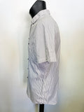 J LINDEBERG GREY STRIPE SHORT SLEEVE COTTON SHIRT SIZE L