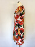 BRAND NEW BODEN WHITE,ORANGE & GREEN FLORAL PRINT COTTON SHIFT DRESS SIZE 14