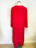 ZANZEA RED DOUBLE LAYERED 3/4 SLEEVE LOOSE FIT MIDI DRESS SIZE XXL