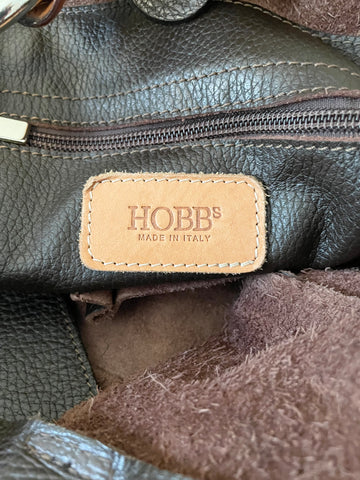 HOBBS DARK BROWN & TAN LEATHER SHOULDER BAG WITH DETACHABLE COIN PURSE