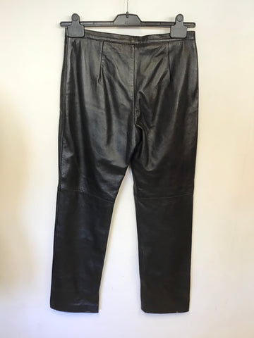 WALLIS BLACK STRAIGHT LEG LEATHER TROUSERS SIZE 12