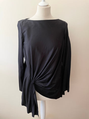 BRAND NEW COS BLACK LONG SLEEVE PLEATED FAN DETAIL TRIM TOP SIZE M