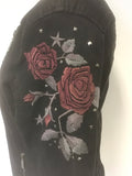 MONARI BLACK ROSE EMBROIDERED  & STUD TRIM COTTON JACKET SIZE 16