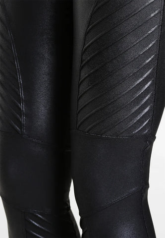 SPANX MOTO BLACK FAUX LEATHER STRETCH SKINNY LEGGINGS SIZE S/P