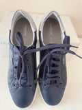 BRAND NEW GEOX NAVY BLUE & SILVER LEATHER TRAINERS SIZE 6/39