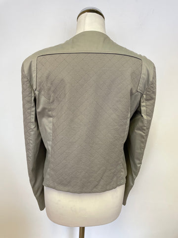 HUGO BOSS GREY COTTON QUILTED ZIP UP JACKET & SHORT SKIRT SUIT SIZE 10/12