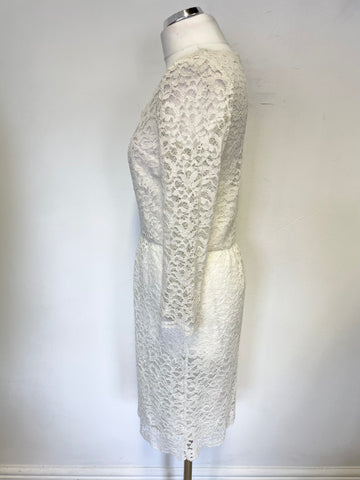 THE KOOPLES IVORY LACE 3/4 SLEEVE PENCIL DRESS SIZE M UK 10