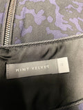MINT VELVET BLUE & BLACK PRINT 3/4 SLEEVED FIT & FLARE DRESS SIZE 10