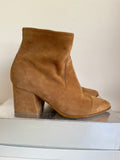MODERN RARITY CAMEL SUEDE ANKLE BOOTS SIZE 4/37