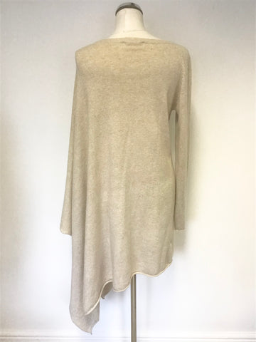 AXARA PARIS BEIGE LONG ASYMETRIC OVERSIZE PONCHO WITH ONE SLEEVE SIZE M