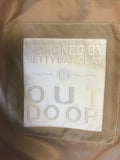 BETTY BARCLAY PALE GOLD 100% DOWN FILLED PADDED JACKET WITH RACOON FUR TRIM HOOD SIZE 8
