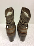 BRAND NEW REIKER LIGHT BROWN LEATHER FLEECE LINED ANKLE BOOTS SIZE 5/38