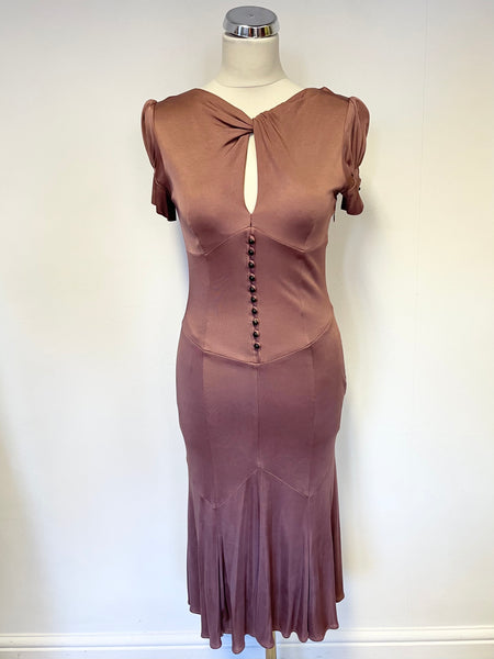 KAREN MILLEN BRICK STRETCH TWIST TOP SHORT SLEEVE TEA DRESS SIZE 10