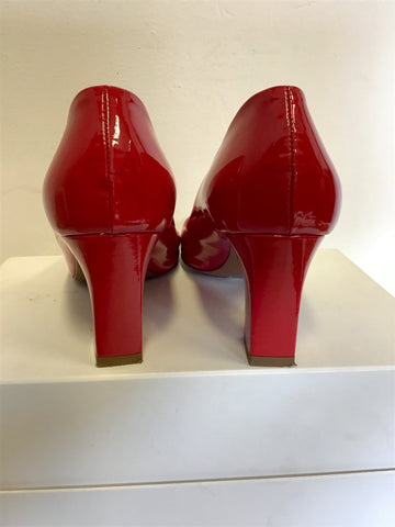HOBBS RED PATENT LEATHER BLOCK HEEL COURT SHOES SIZE 7/40