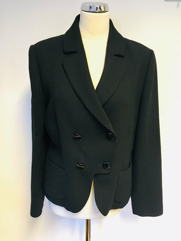 HOBBS BLACK DOUBLE BREASTED WOOL JACKET SIZE 16