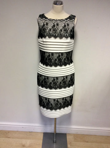 SARA BERNSHAW WHITE & BLACK LACE SPECIAL OCCASION DRESS SIZE 14