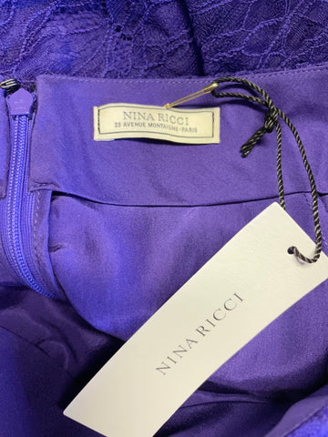 BRAND NEW NINA RICCI PURPLE LACE SILK LINED PENCIL SKIRT SIZE 38 UK 8/10