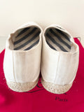 CHRISTIAN LOUBOUTIN WHITE CANVAS EMBROIDERED CREST FROST ESADRILLE FLATS SIZE 6/39