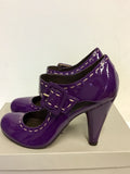 KURT GEIGER PURPLE PATENT BUCKLE TRIM HEELS SIZE 4/37
