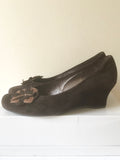 GABOR BROWN SUEDE FLOWER TRIM WEDGE HEELS SIZE 6/39