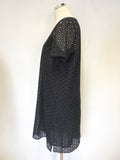 THE WHITE COMPANY BLACK BRODIERE ANGLAISE SHORT SLEEVE SHIFT DRESS SIZE 14