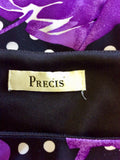 PRÉCIS BLACK & WHITE SPOT & PURPLE FLORAL PRINT DRESS SIZE 8