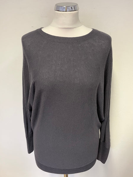 JIGSAW GREY FINE KNIT BATWING JUMPER SIZE S