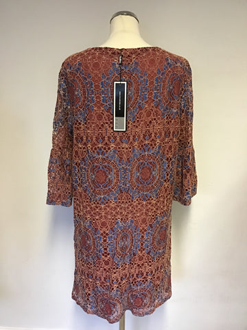 BRAND NEW LOVEDROBE TERRACOTA & BLUE LACE SHIFT DRESS SIZE 16