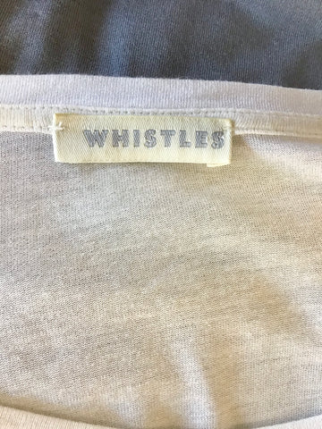 WHISTLES WHITE & GREY OMBRÉ 3/4 SLEEVE SCOOP NECKLINE DRESS SIZE 12