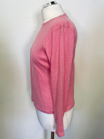 THE CASHMERE COMPANY PINK CASHMERE & MERINO WOOL LONG SLEEVE JUMPER SIZE M