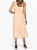 BRAND NEW REISS MARIONA NUDE / PEACH PLEATED MIDI DRESS SIZE 14