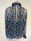PENNY PLAIN TURQUOISE PRINT LONG SLEEVED BLOUSE & INNER CAMISOLE TOP SIZE 14
