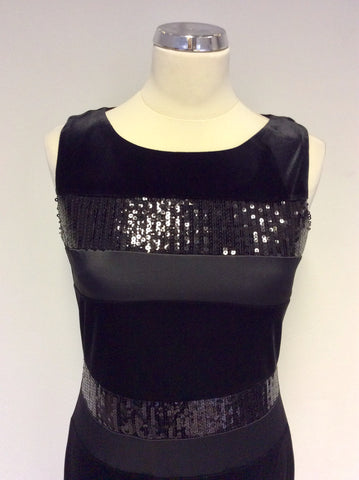 BRAND NEW LIBRA BLACK VELVET,SATIN & SEQUIN TRIM COCKTAIL DRESS SIZE 8