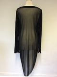 A POSTCARD FROM BRIGHTON BLACK JERSEY SEMI SHEER BACK LONG SLEEVE TOP SIZE 2 UK L/XL
