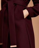 BRAND NEW TED BAKER MAROON WRAP SHORT COAT SIZE 4 UK 14