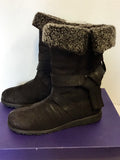 STUART WEITZMAN BLACK MOLESKIN LEATHER WRAP ELEPHANT BOOTS SIZE 6/39