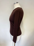 CXD LONDON BROWN SILK & CASHMERE LONG SLEEVE JUMPER SIZE S