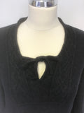 PERUVIAN CONNECTION CHARCOAL 100% ALPACA TIE FRONT LONG SLEEVE JUMPER SIZE M