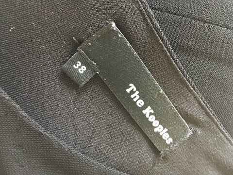 THE KOOPLES BLACK LEATHER TRIM LOOSE FIT TOP MINI DRESS SIZE 38 UK 10