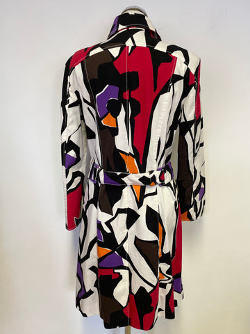 MARCCAIN MULTI COLOURED PRINT COTTON COAT SIZE N4 UK 14