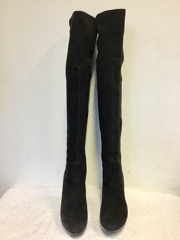 PIED A TERRE BLACK SUEDE OVER KNEE LENGTH HEELED BOOTS SIZE 7/40