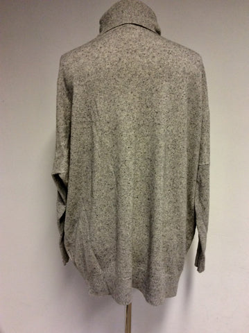 COS GREY MARL OVERSIZE WOOL POLO NECK JUMPER SIZE M